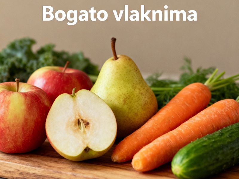 kruška, jabukja, krastavac i brokoli na drvenoj dasci