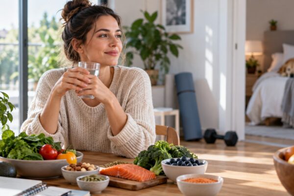 Žena uz raznovrsne namirnice bogate proteinima, mineralima i drugim nutrijentima važnim za imunitet